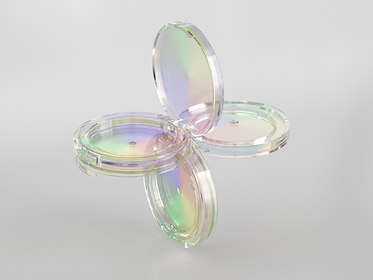 化妝品生產廠家定做電鍍幻彩粉餅盒 化妝品生產廠家定做電鍍幻彩粉餅盒